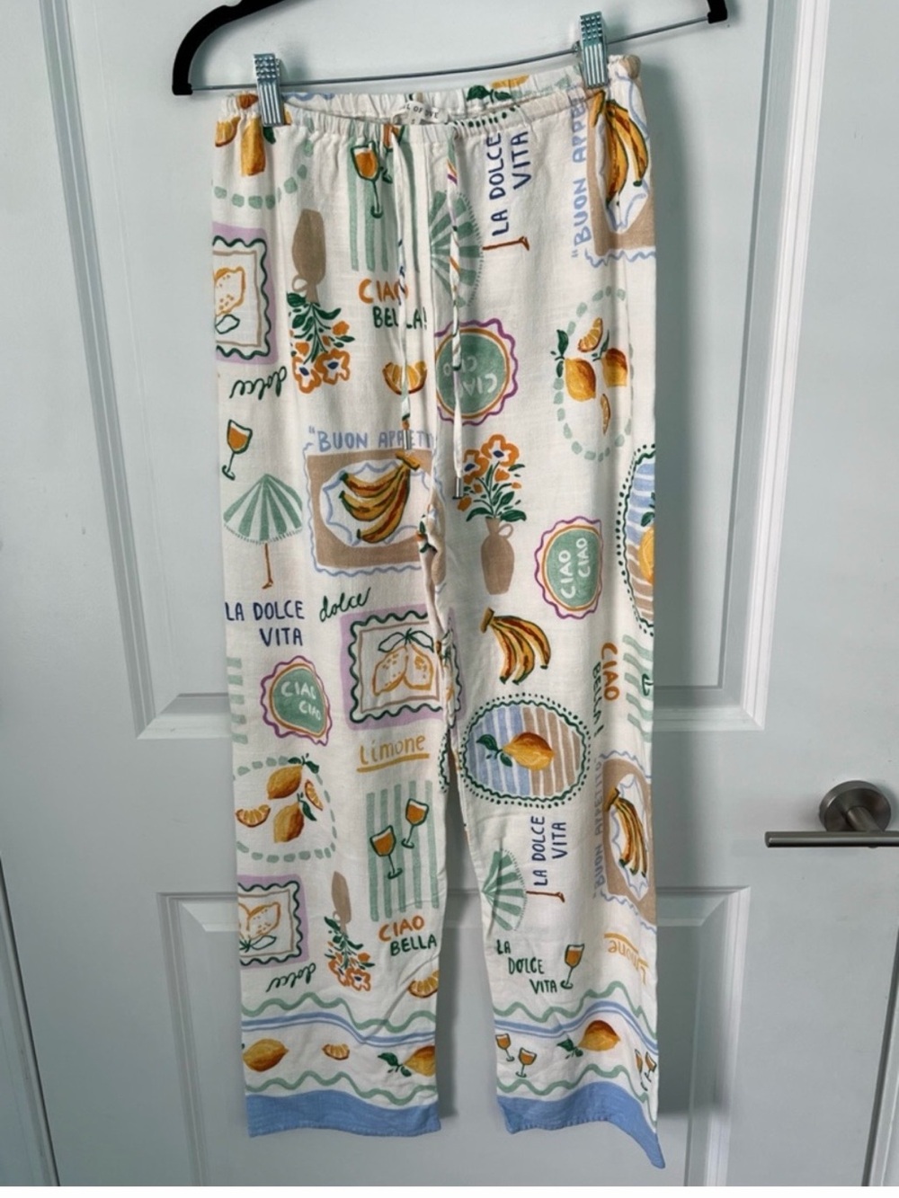 Label of Love Anthropologie Limone Wide Leg Linen Blend Pants Coastal Europe